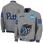 customized pittsburgh panthers feral slash grey varsity jacket best selling