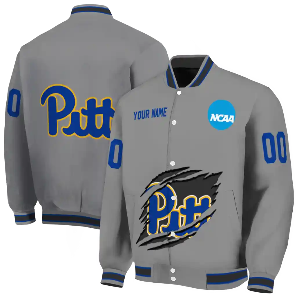 customized pittsburgh panthers feral slash grey varsity jacket fashion forward customized pittsburgh panthers feral slash grey varsity jacket fashion forward