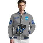 customized pittsburgh panthers feral slash grey varsity jacket best selling