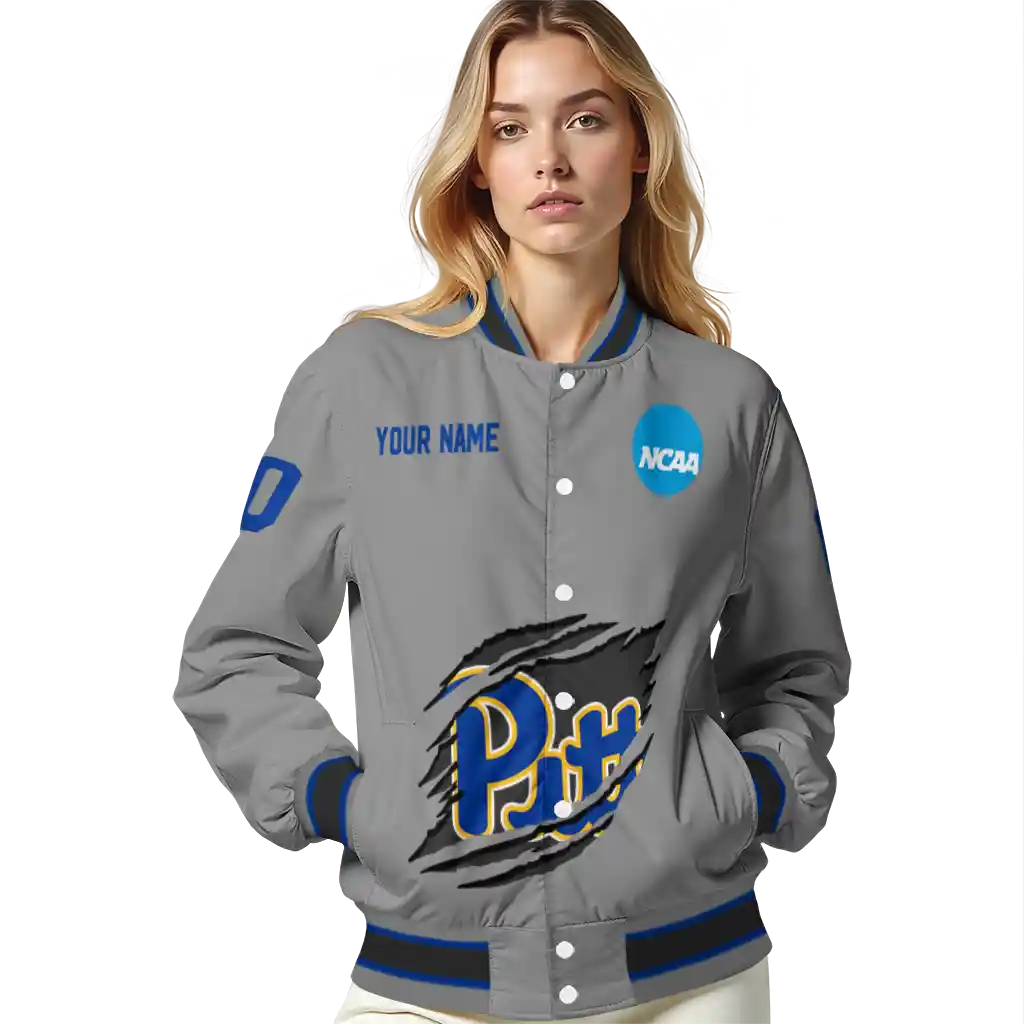 customized pittsburgh panthers feral slash grey varsity jacket latest model customized pittsburgh panthers feral slash grey varsity jacket latest model