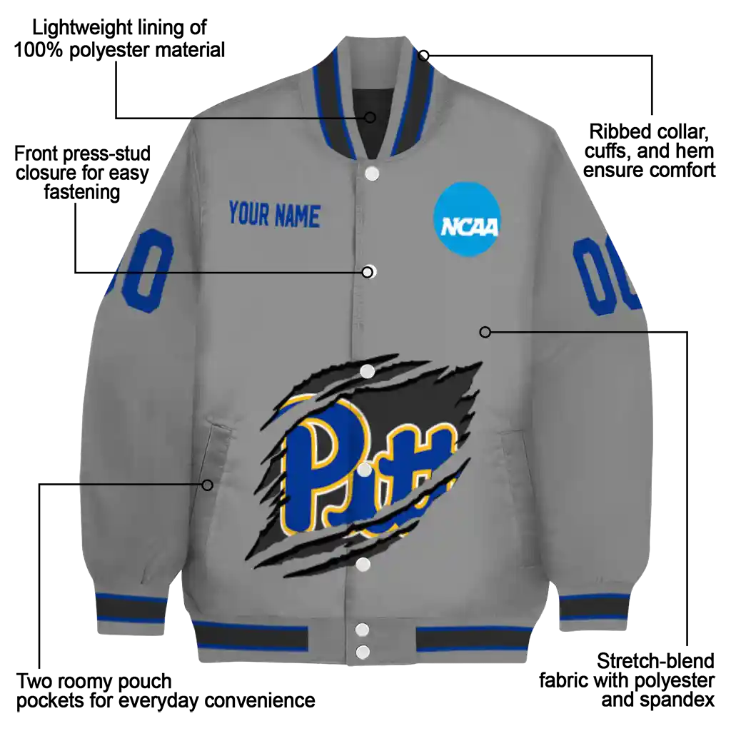customized pittsburgh panthers feral slash grey varsity jacket new arrival customized pittsburgh panthers feral slash grey varsity jacket new arrival