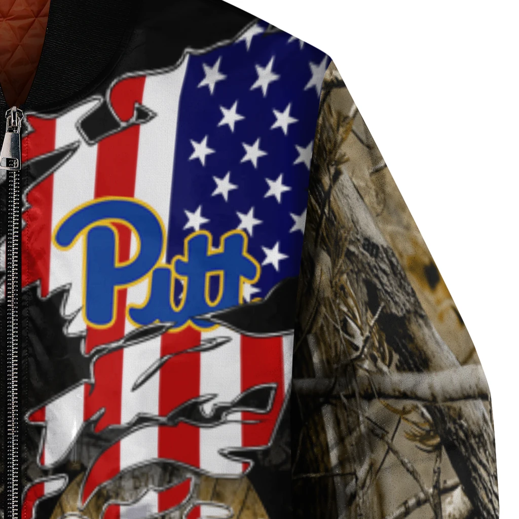 customized pittsburgh panthers patriot deer camouflage bomber jacket premium grade customized pittsburgh panthers patriot deer camouflage bomber jacket premium grade