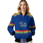 customized pittsburgh panthers rainbow jersey number royal blue bomber jacket best selling