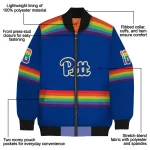 customized pittsburgh panthers rainbow jersey number royal blue bomber jacket best selling