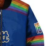 customized pittsburgh panthers rainbow jersey number royal blue bomber jacket best selling