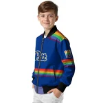 customized pittsburgh panthers rainbow jersey number royal blue bomber jacket best selling