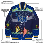 customized pittsburgh panthers spongebob playtime royal blue varsity jacket best selling