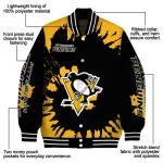 customized pittsburgh penguins burst splatter yellow varsity jacket best selling