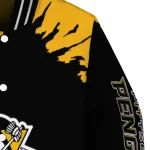 customized pittsburgh penguins burst splatter yellow varsity jacket best selling