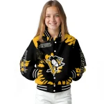 customized pittsburgh penguins burst splatter yellow varsity jacket best selling