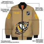 customized pittsburgh penguins claw burst beige bomber jacket best selling