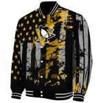 customized pittsburgh penguins star stripes yellow black varsity jacket best selling