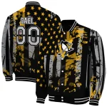customized pittsburgh penguins star stripes yellow black varsity jacket best selling