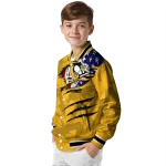 customized pittsburgh penguins usa flag rips yellow varsity jacket best selling