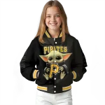 customized pittsburgh pirates adorable yoda black varsity jacket best selling