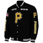 customized pittsburgh pirates american flag skull black varsity jacket best selling