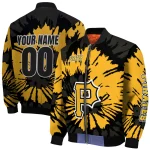 customized pittsburgh pirates burst splatter black bomber jacket best selling