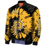 customized pittsburgh pirates burst splatter black bomber jacket best selling