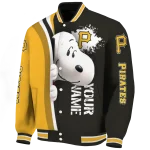 customized pittsburgh pirates snoopy head black varsity jacket best selling