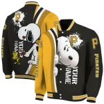 customized pittsburgh pirates snoopy head black varsity jacket best selling