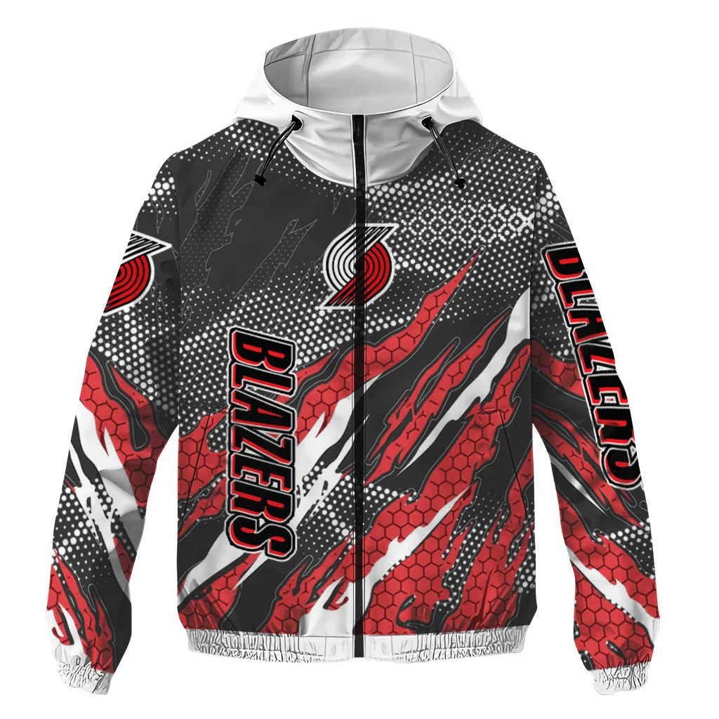 customized portland trail blazers claw mesh red gray windbreaker jacket best selling customized portland trail blazers claw mesh red gray windbreaker jacket best selling