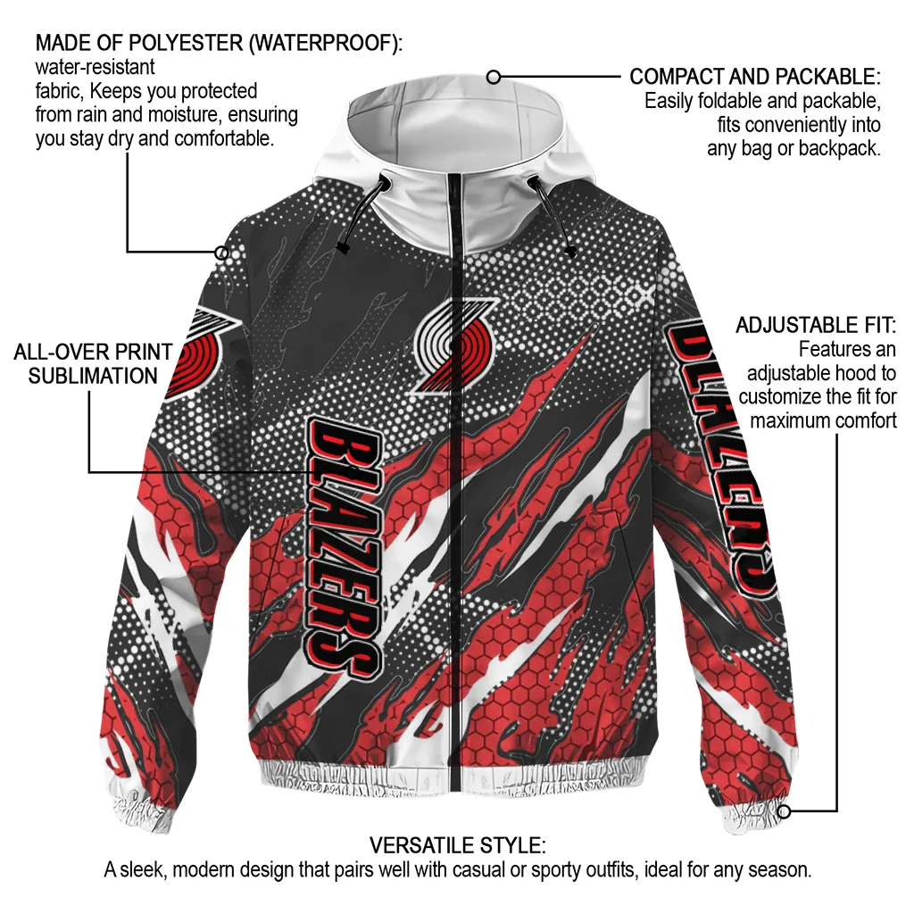 customized portland trail blazers claw mesh red gray windbreaker jacket new arrival customized portland trail blazers claw mesh red gray windbreaker jacket new arrival