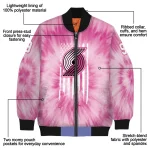 customized portland trail blazers pink tie dye pink bomber jacket best selling
