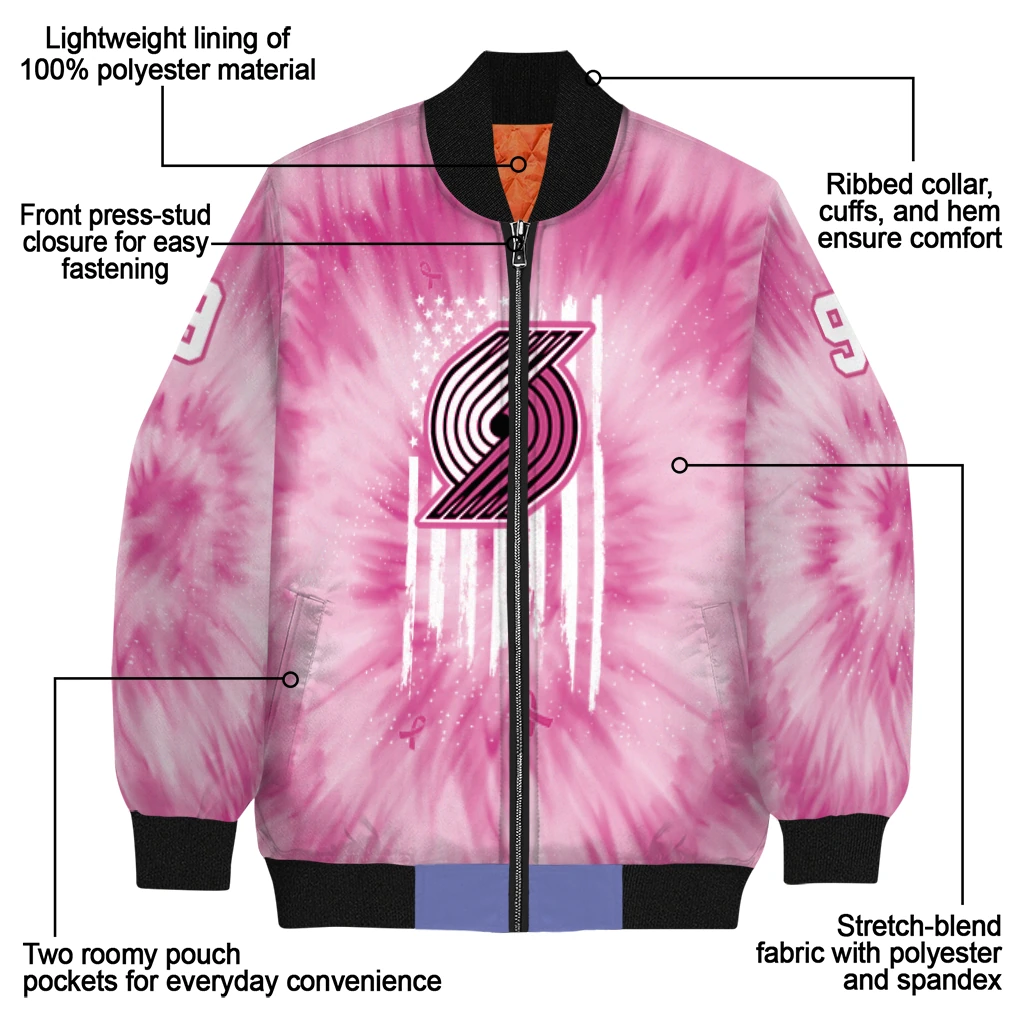 customized portland trail blazers pink tie dye pink bomber jacket new arrival customized portland trail blazers pink tie dye pink bomber jacket new arrival