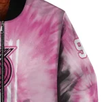 customized portland trail blazers pink tie dye pink bomber jacket best selling