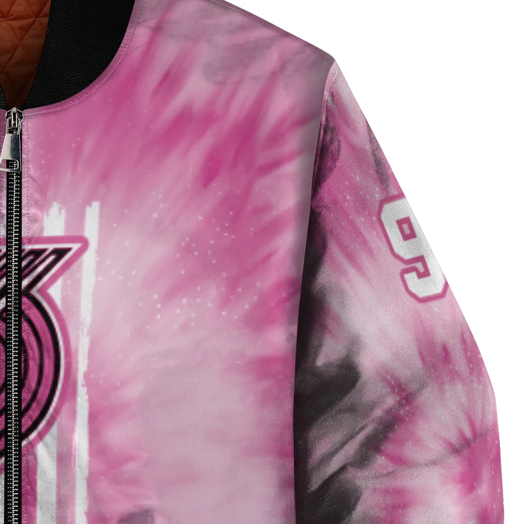 customized portland trail blazers pink tie dye pink bomber jacket premium grade customized portland trail blazers pink tie dye pink bomber jacket premium grade