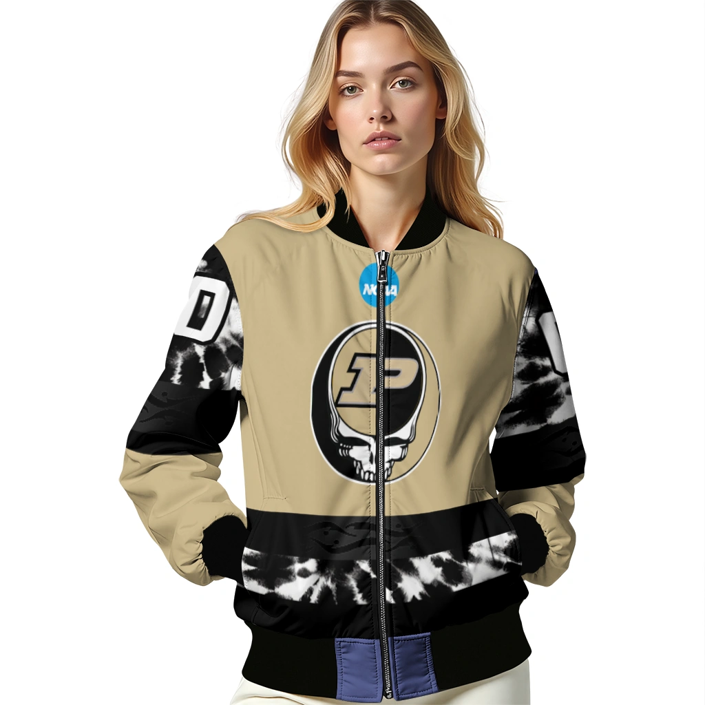customized purdue boilermakers circle skull gold black bomber jacket latest model customized purdue boilermakers circle skull gold black bomber jacket latest model