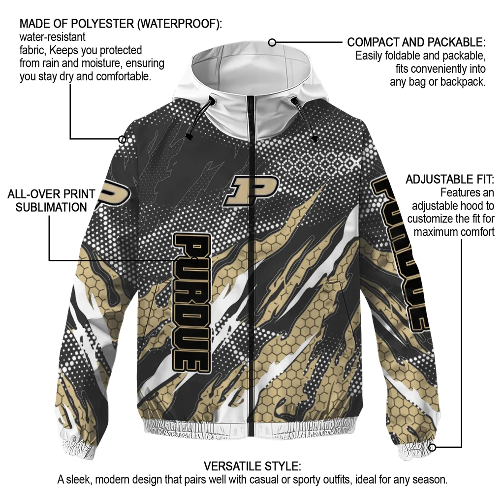 customized purdue boilermakers claw mesh gold gray windbreaker jacket new arrival customized purdue boilermakers claw mesh gold gray windbreaker jacket new arrival