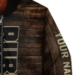 customized purdue boilermakers flag wood brown bomber jacket best selling