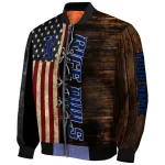 customized rice owls flag wood brown bomber jacket best selling