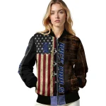 customized rice owls flag wood brown bomber jacket best selling