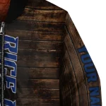 customized rice owls flag wood brown bomber jacket best selling