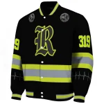 customized rice owls heartbeat accent black green varsity jacket best selling