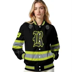 customized rice owls heartbeat accent black green varsity jacket best selling