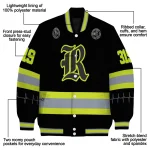 customized rice owls heartbeat accent black green varsity jacket best selling