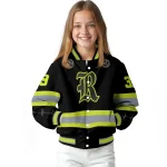customized rice owls heartbeat accent black green varsity jacket best selling