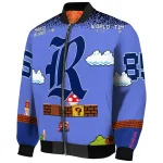 customized rice owls mario blocks blue black bomber jacket best selling