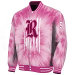 customized rice owls pink tie dye pink varsity jacket best selling