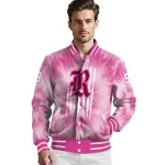 customized rice owls pink tie dye pink varsity jacket best selling