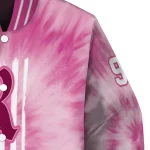 customized rice owls pink tie dye pink varsity jacket best selling