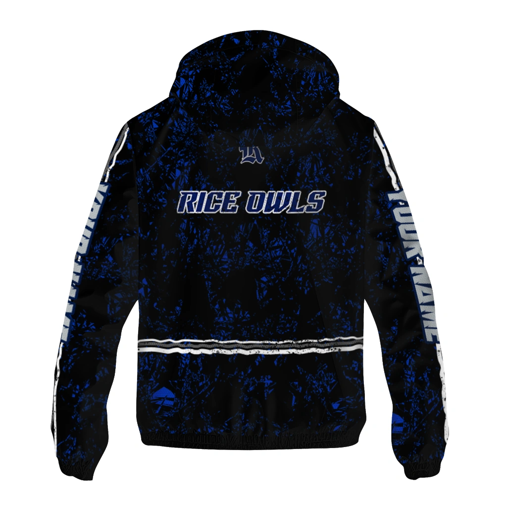 customized rice owls shards cluster navy blue windbreaker jacket fashion forward customized rice owls shards cluster navy blue windbreaker jacket fashion forward