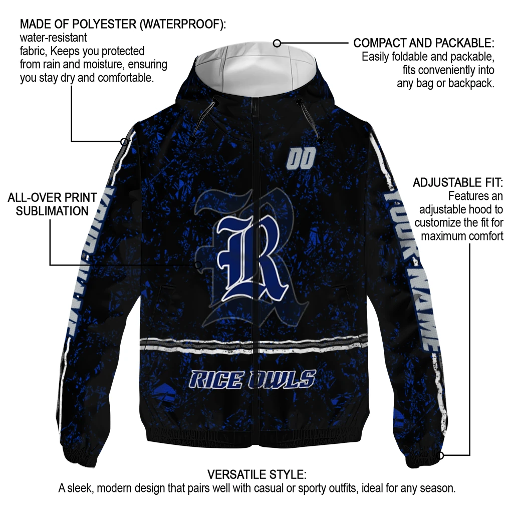 customized rice owls shards cluster navy blue windbreaker jacket new arrival customized rice owls shards cluster navy blue windbreaker jacket new arrival