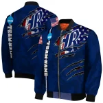 customized rice owls usa flag claws navy blue bomber jacket best selling