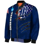 customized rice owls usa flag claws navy blue bomber jacket best selling