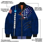 customized rice owls usa flag claws navy blue bomber jacket best selling