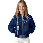 customized rice owls usa flag claws navy blue bomber jacket best selling